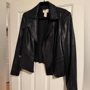 Cache black faux snakeskin jacket